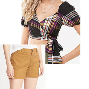 🍩 Summer bundle plaid puff sleeve top and short